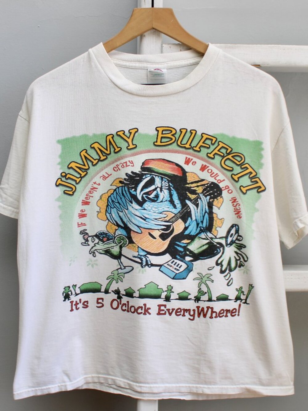 Jimmy Buffett Tour 2004 VTG Delta Pro Graphic White Boxy T-Shirt Mens Size Large